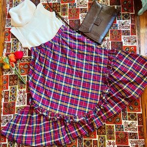 VTG 70s plaid midi skirt with ruffle detail-29”W